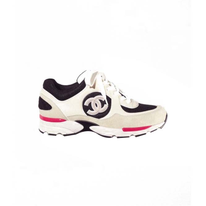 CHANEL SNEAKERS 		CALFSKIN, MESH & SUEDE CALFSKIN			IVORY, BLACK & BEIGE G39066 Y55828 K4292